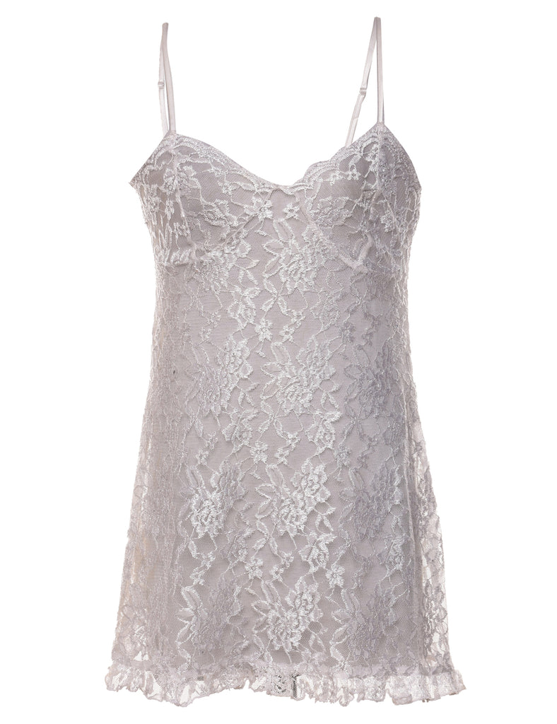 White Sheer Lace Babydoll - S