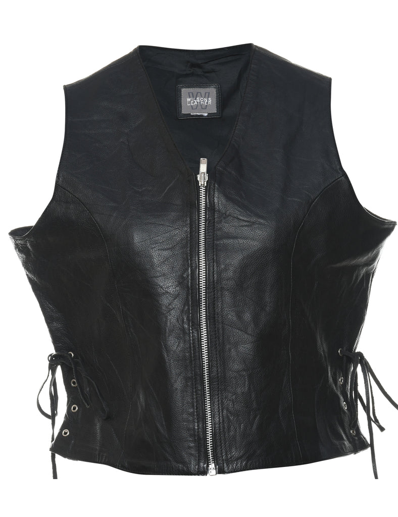 Wilson Leather Black Zip-Front Waistcoat - L