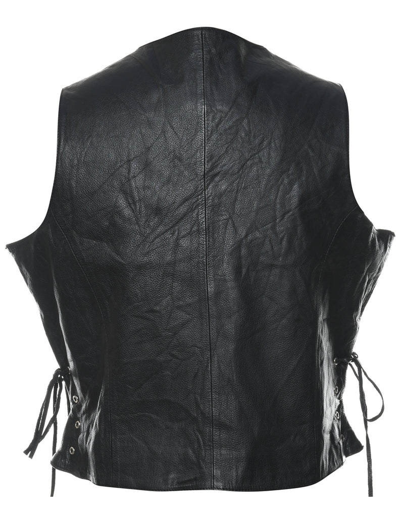 Wilson Leather Black Zip-Front Waistcoat - L