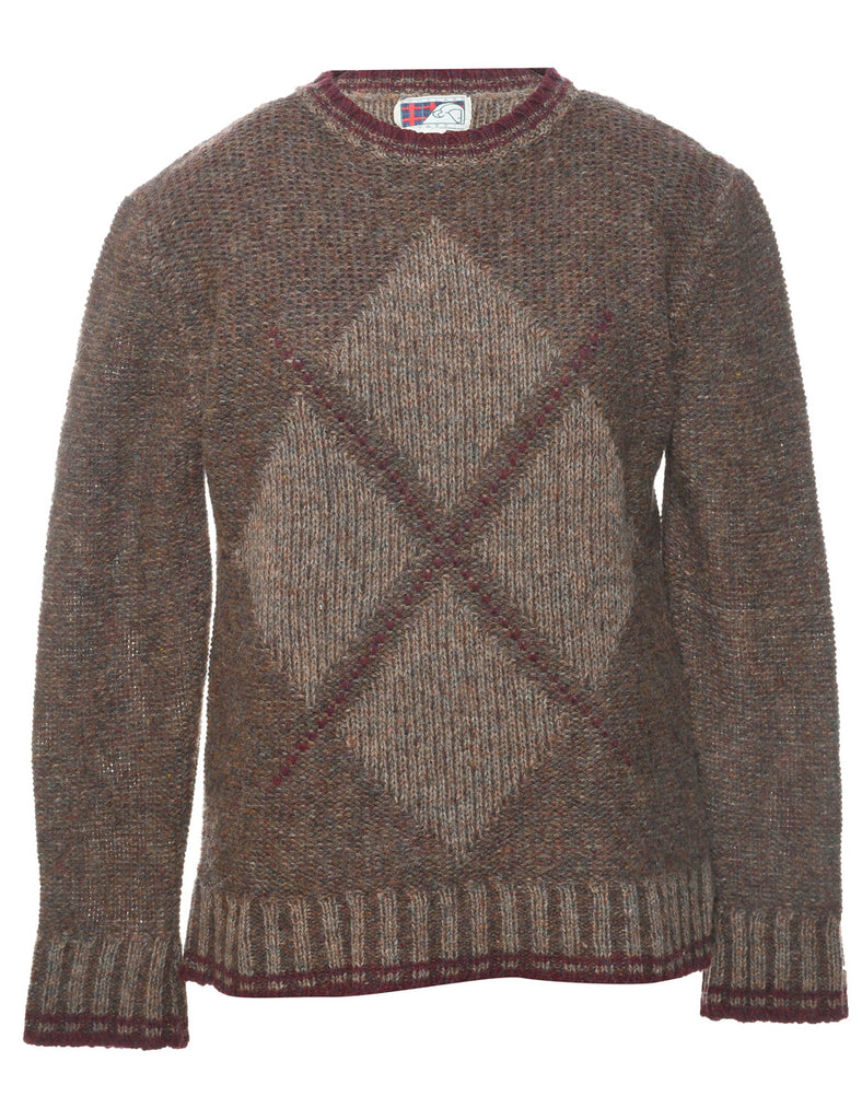 Wool Argyle Jumper - L