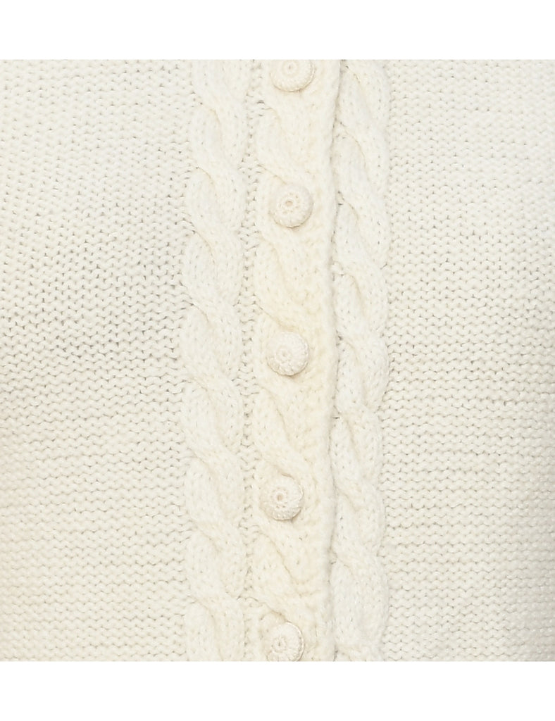 Wool Cable Knit Cardigan - M