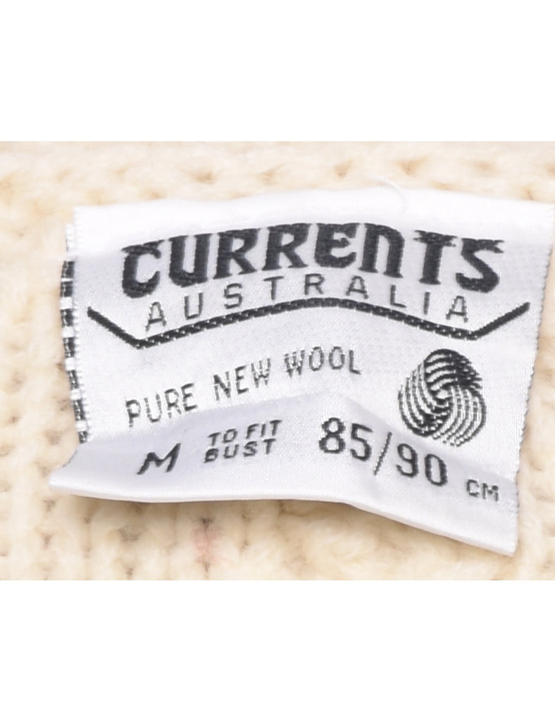 Wool Cable Knit Cardigan - M