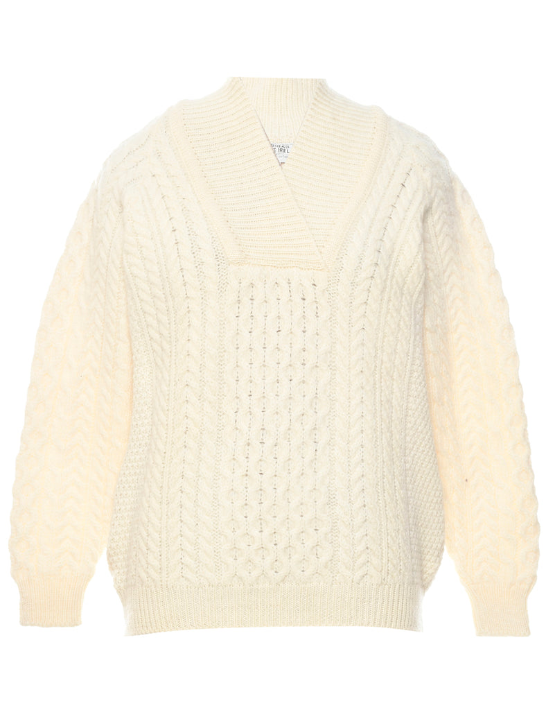 Wool Cable Knit Jumper - L