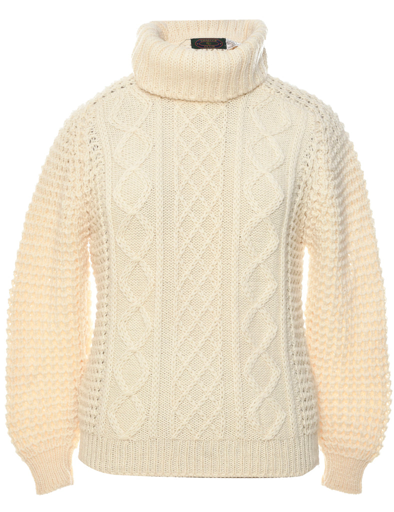 Wool Cable Knit Turtleneck Jumper - S