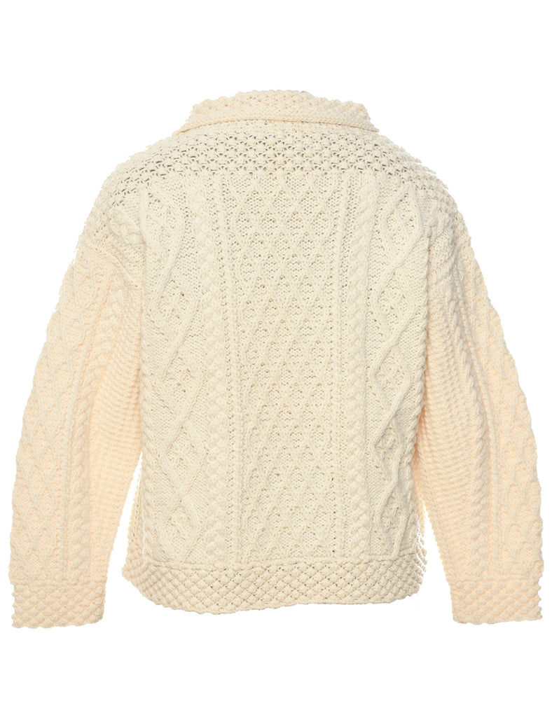 Wool Cable Knit Turtleneck Jumper - M