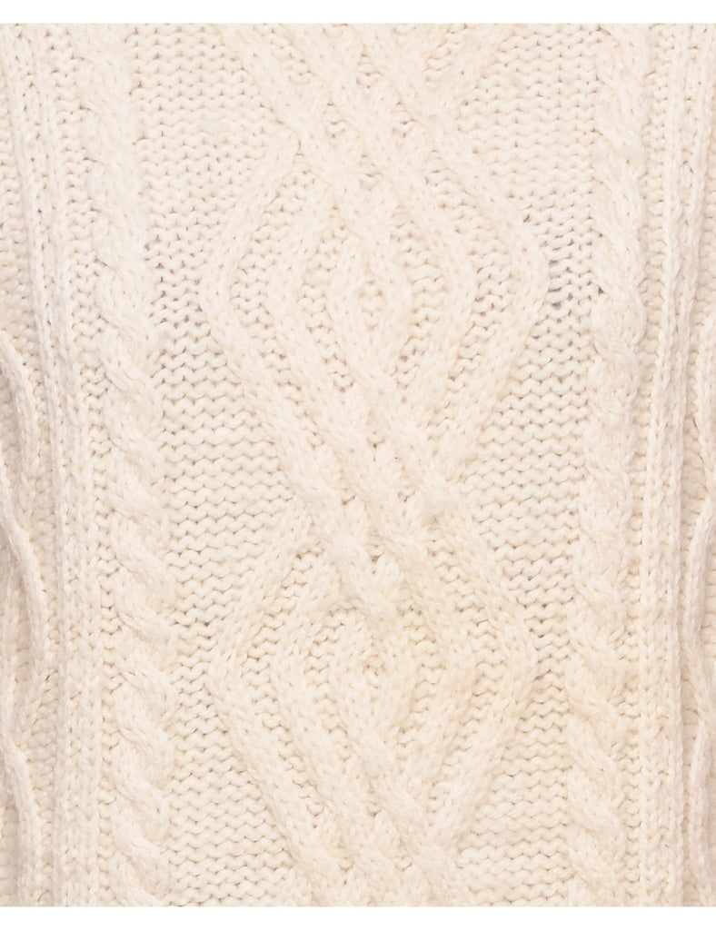 Wool Cable Knit Turtleneck Jumper - M