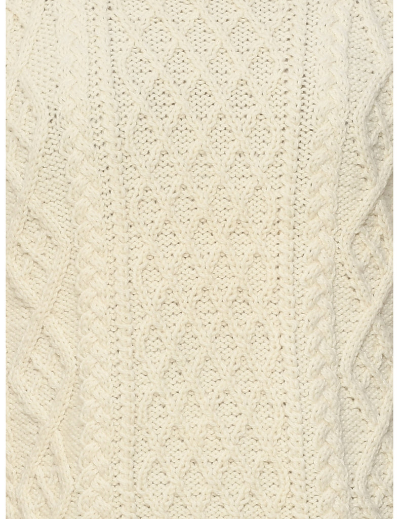 Wool Cable Knit Turtleneck Jumper - M