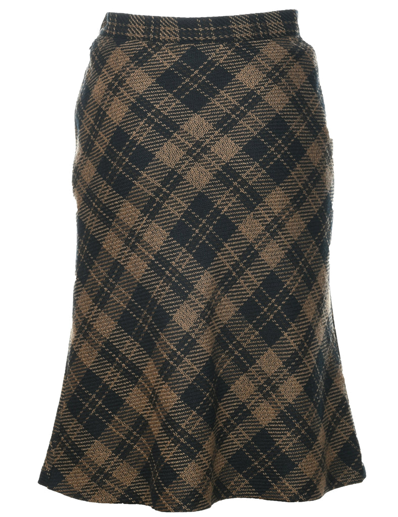 Wool Checked Pencil Skirt - S