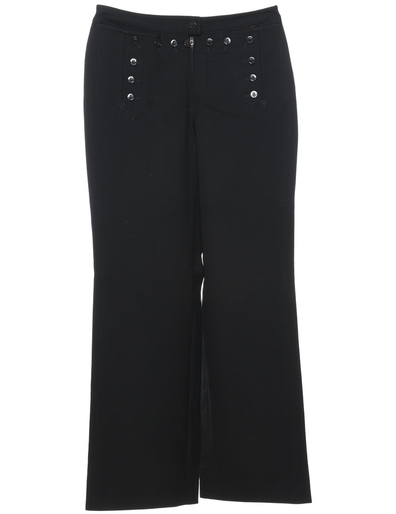 Wool High Waist Black Sailor Trousers - W30 L33