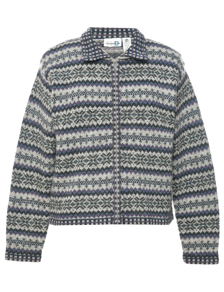 Wool Nordic Cardigan - L