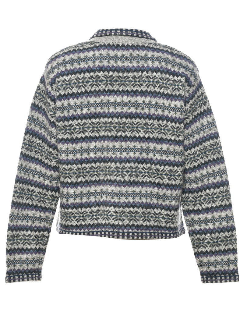 Wool Nordic Cardigan - L