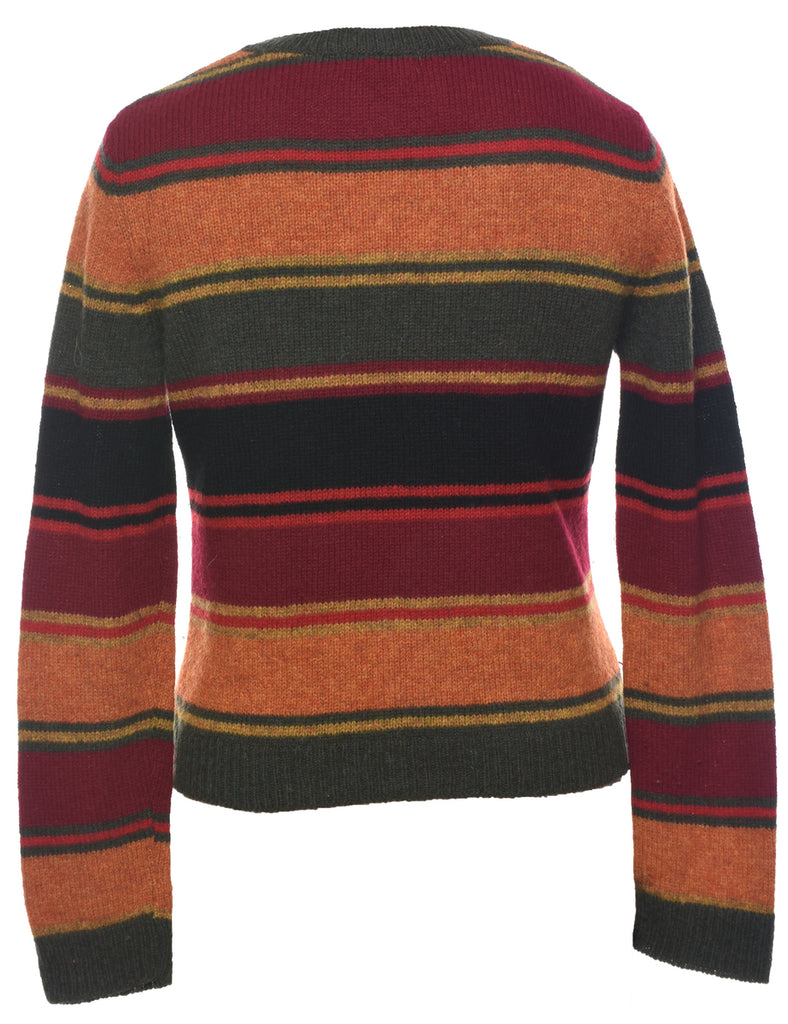 Wool Striped Pattern Jumper - M