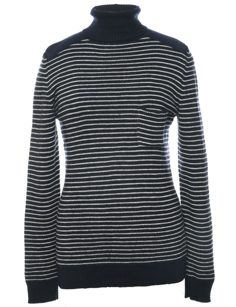 Wool Striped Turtleneck Jumper - L