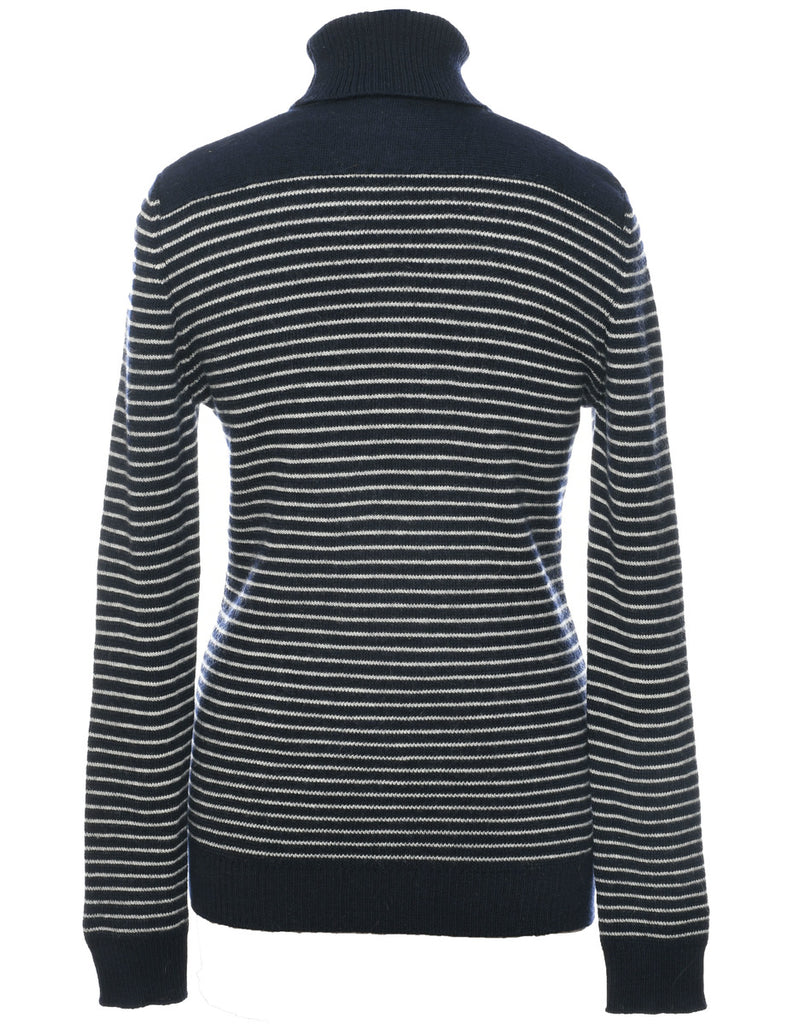 Wool Striped Turtleneck Jumper - L