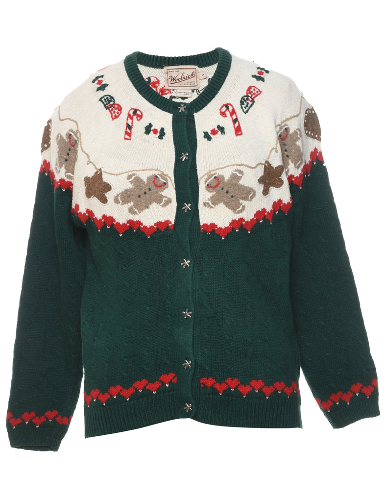 Woolrich Teddy Bear Print Christmas Cardigan - S