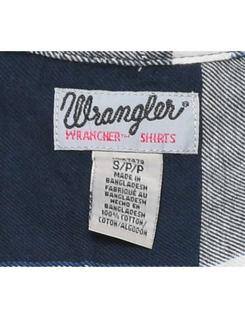 Wrangler Checked 1990s Navy & White Flannel Shirt - L