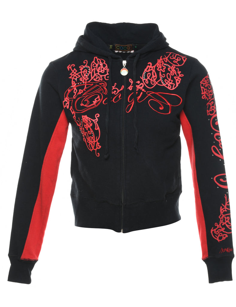 Y2K Coogi Black & Red Embroidered Hoodie - M