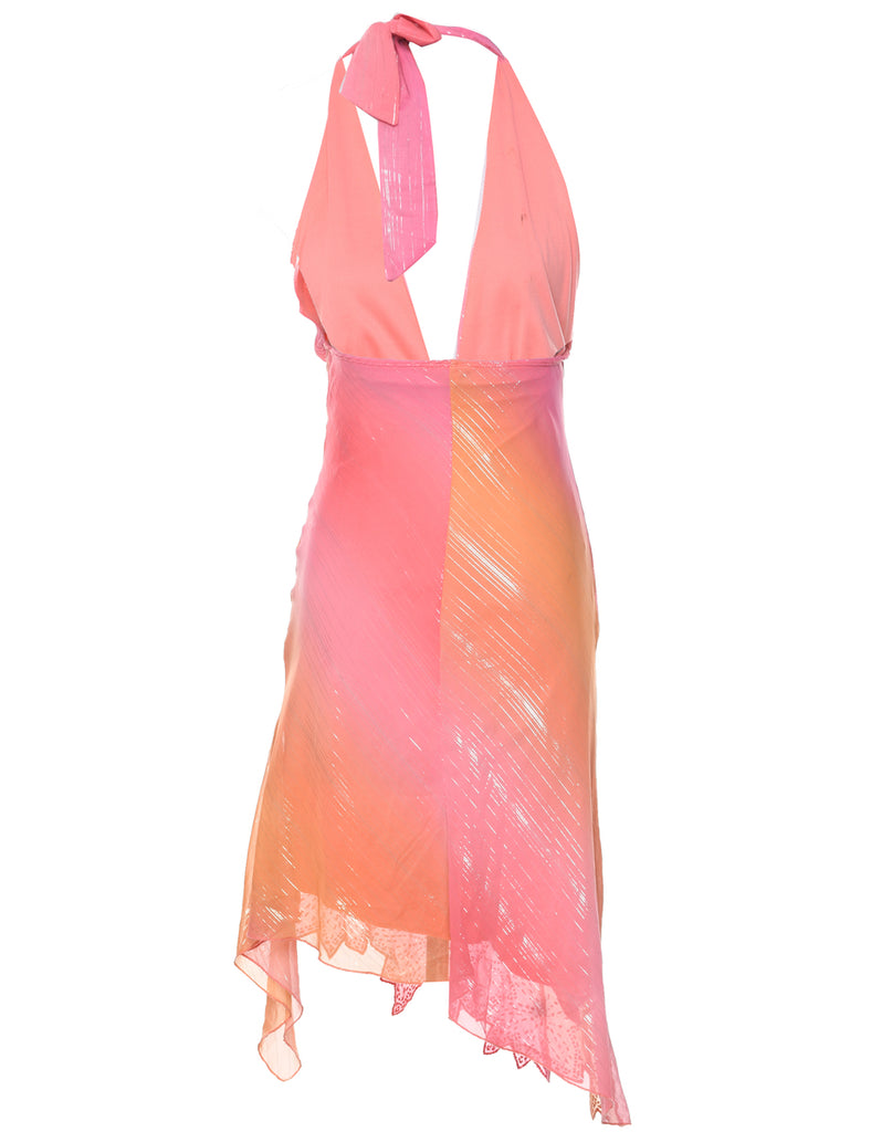 Y2K Handkerchief Hem Pink Evening Dress - XS