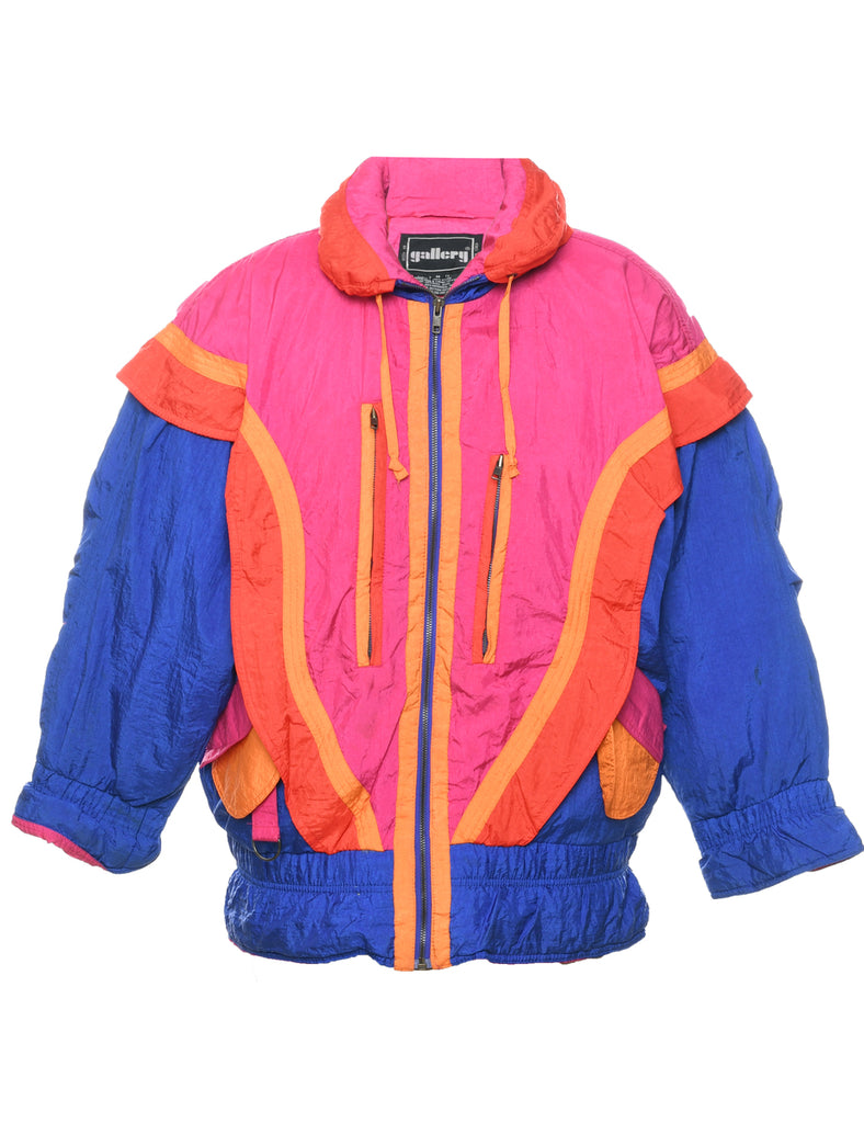 Zip Front Colour Block Ski Jacket - S