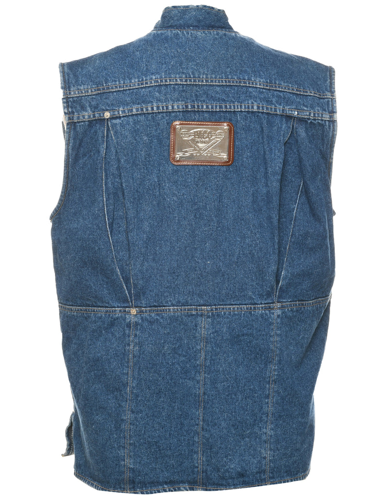 Zip Front Denim Jacket Vest - L