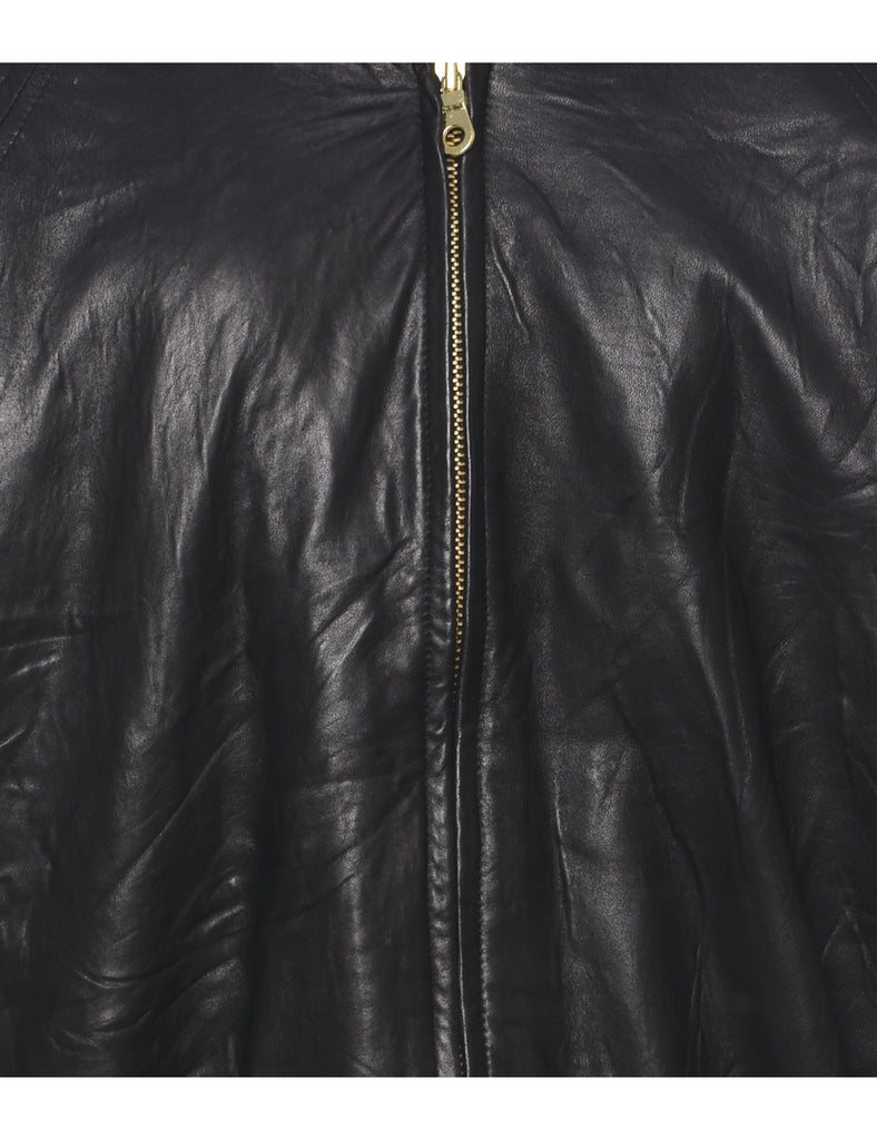 Zip Front Leather Jacket - M