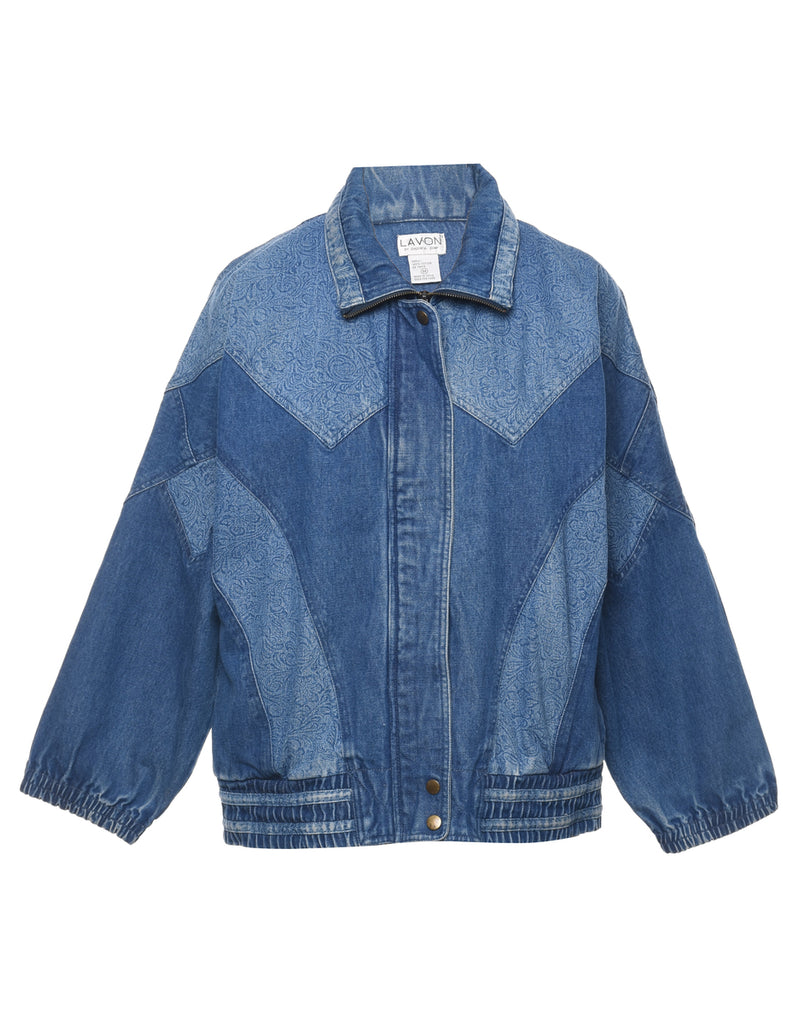 Zip Front Medium Wash Denim Jacket - L