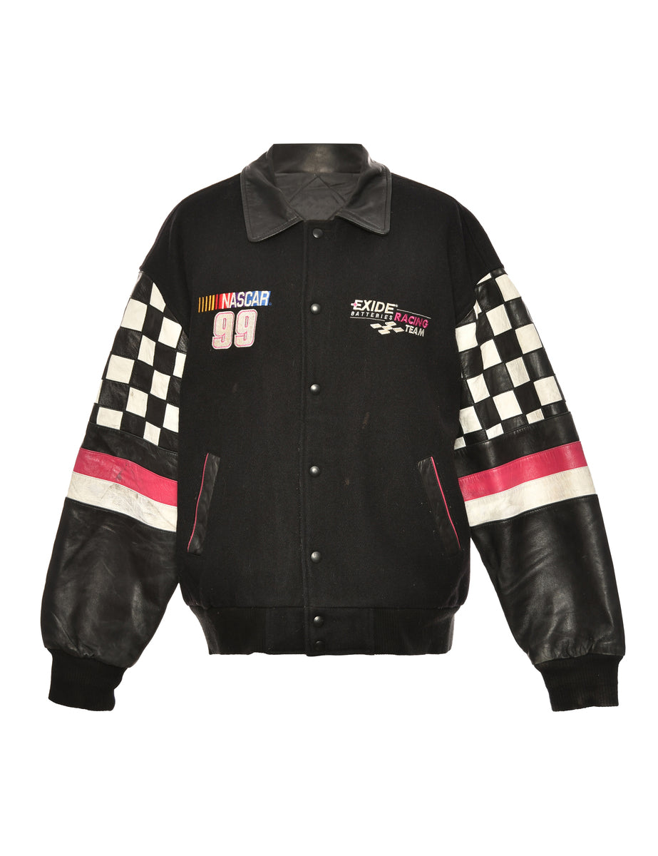 Men's Black Check Detail NASCAR Racing Jacket Black, L | Beyond Retro ...