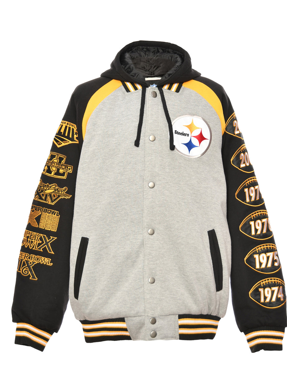 Vintage 80s Pittsburgh Steelers Corduroy NFL Bomber Varsity Coat