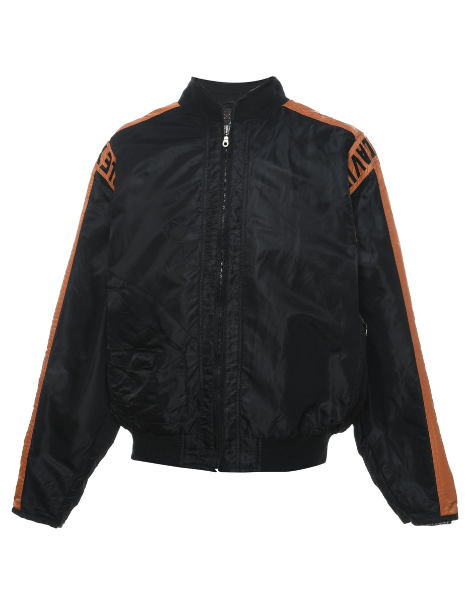 Harley davidson orange outlet and black nylon jacket