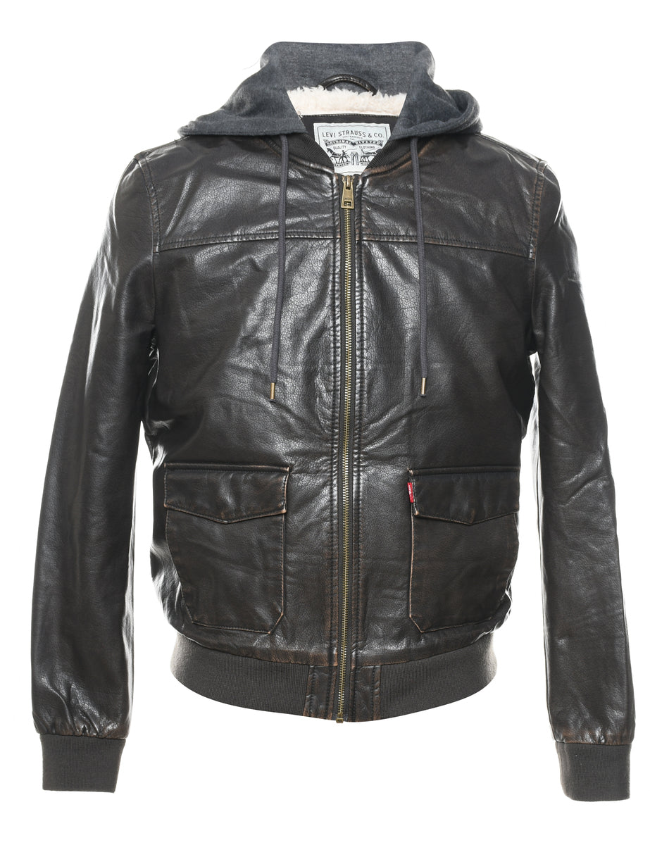 Levis leather shop hooded jacket