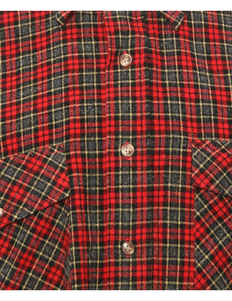 Long Sleeved Red Checked Shirt - L