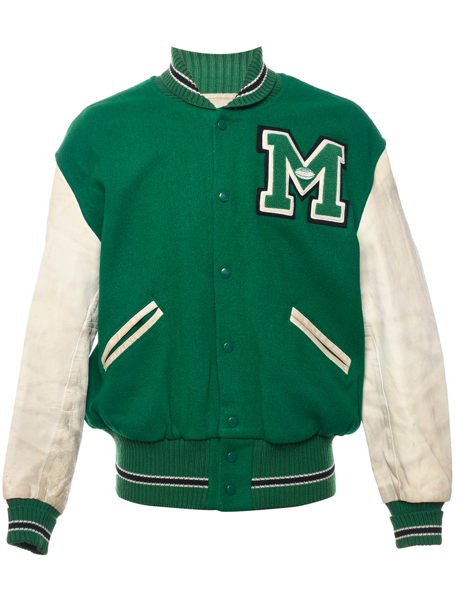 Off white sale green varsity jacket