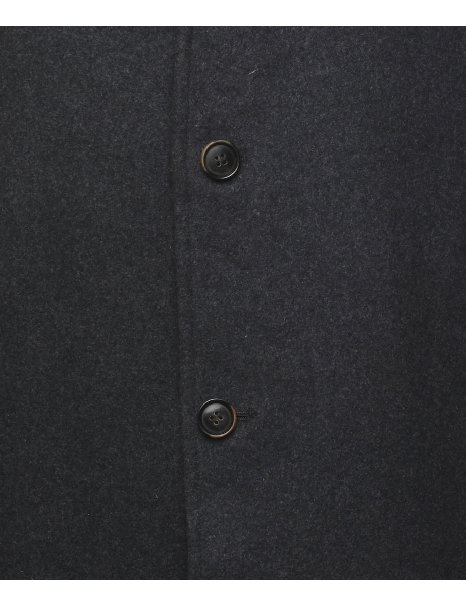 Men's Single Breasted Wool Coat Black, L | Beyond Retro - E00830981