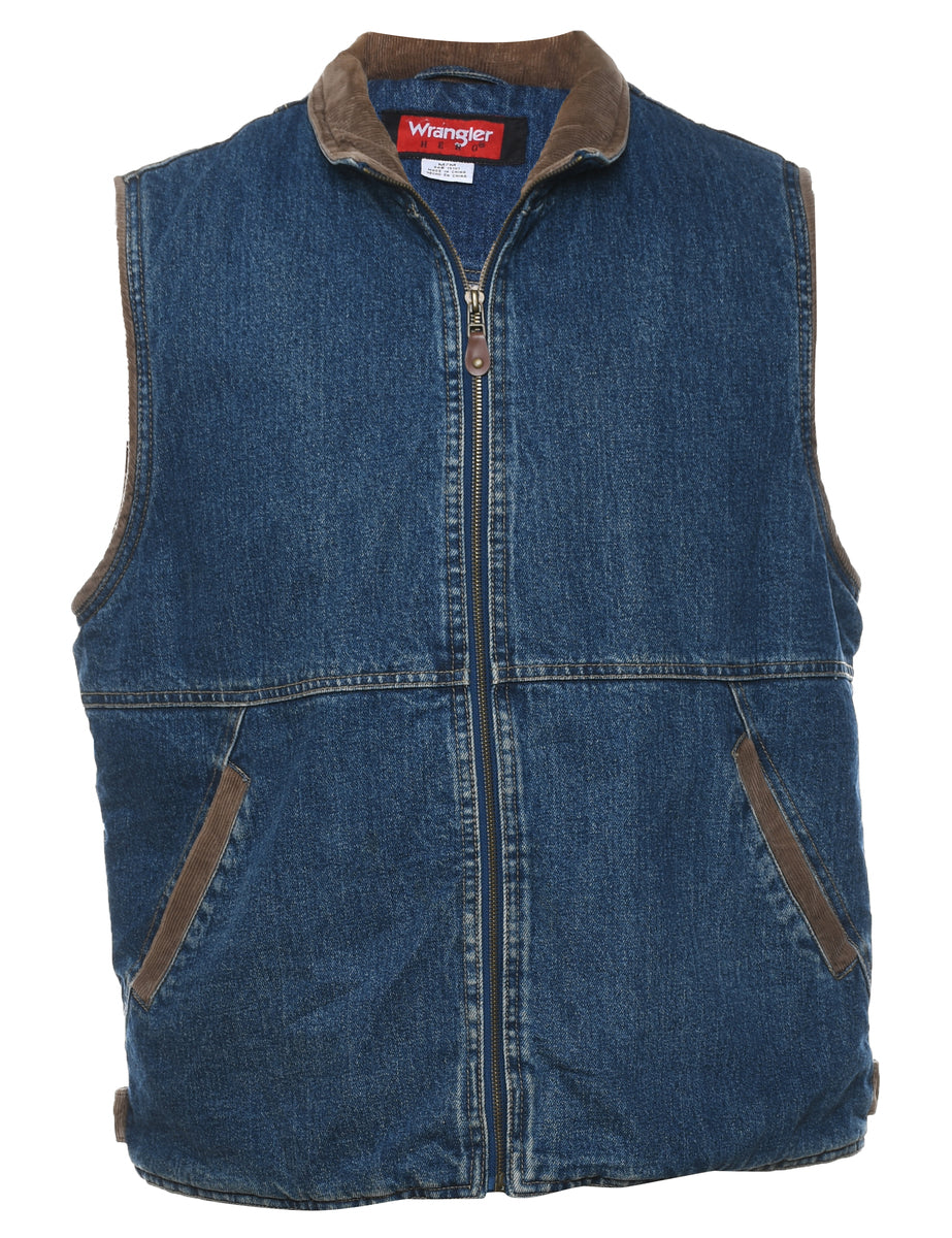 Men's Wrangler Wrangler Medium Wash Denim Vest Denim, M | Beyond Retro