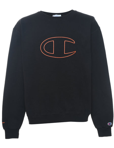 Unisex Champion Champion Black Orange Contrast Sweatshirt Black M Beyond Retro