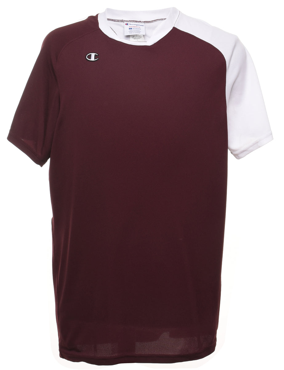 Unisex Champion Champion Plum & White Contrast Nylon T-Shirt