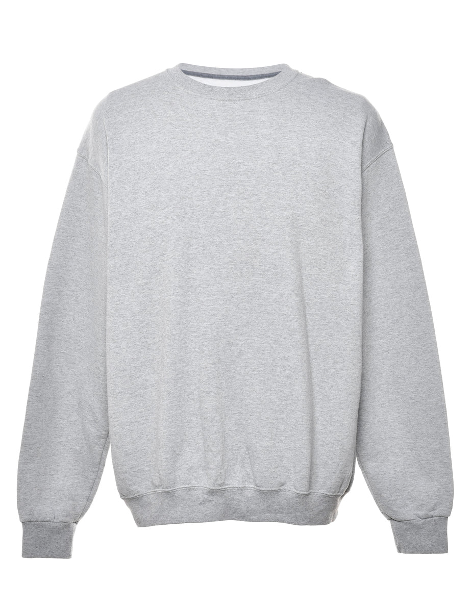 Unisex Grey Fruit Of The Loom Plain Sweatshirt Grey, XL | Beyond Retro