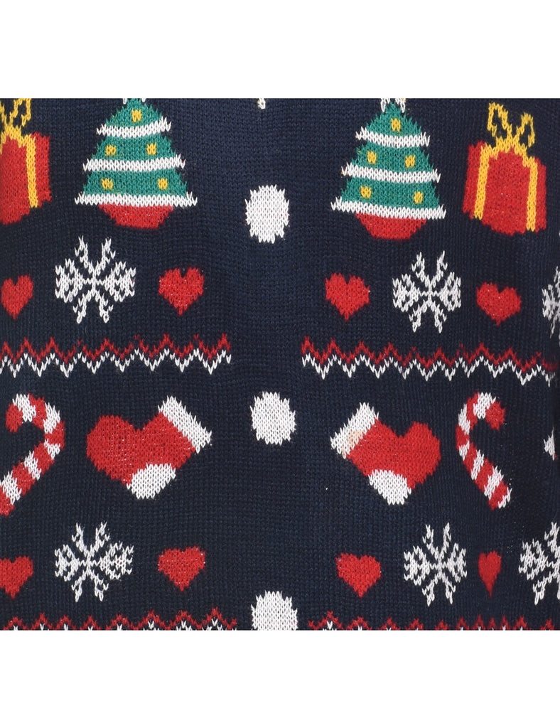 Navy Christmas Jumper - L