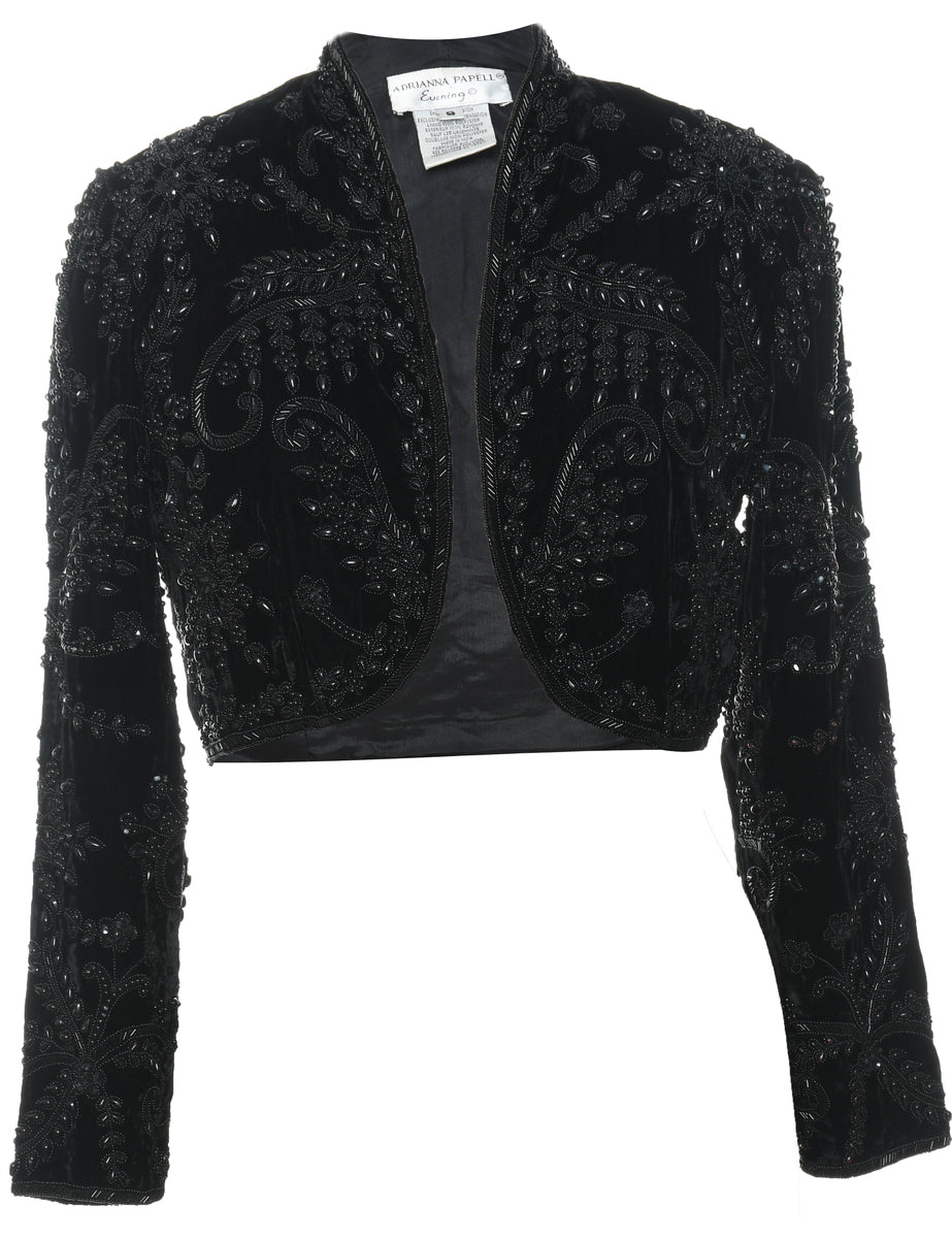 Adrianna Papell Velvet Beaded Sparkly Evening Jacket S