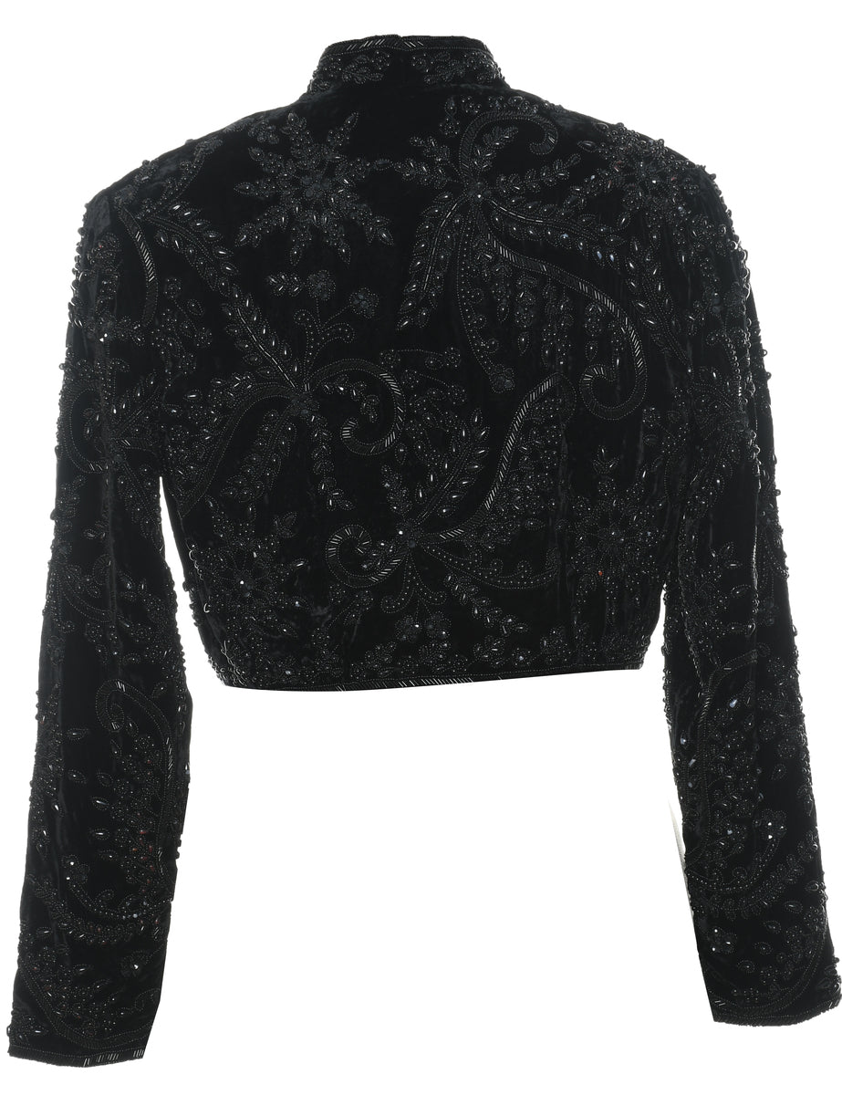 Adrianna Papell Velvet Beaded Sparkly Evening Jacket S