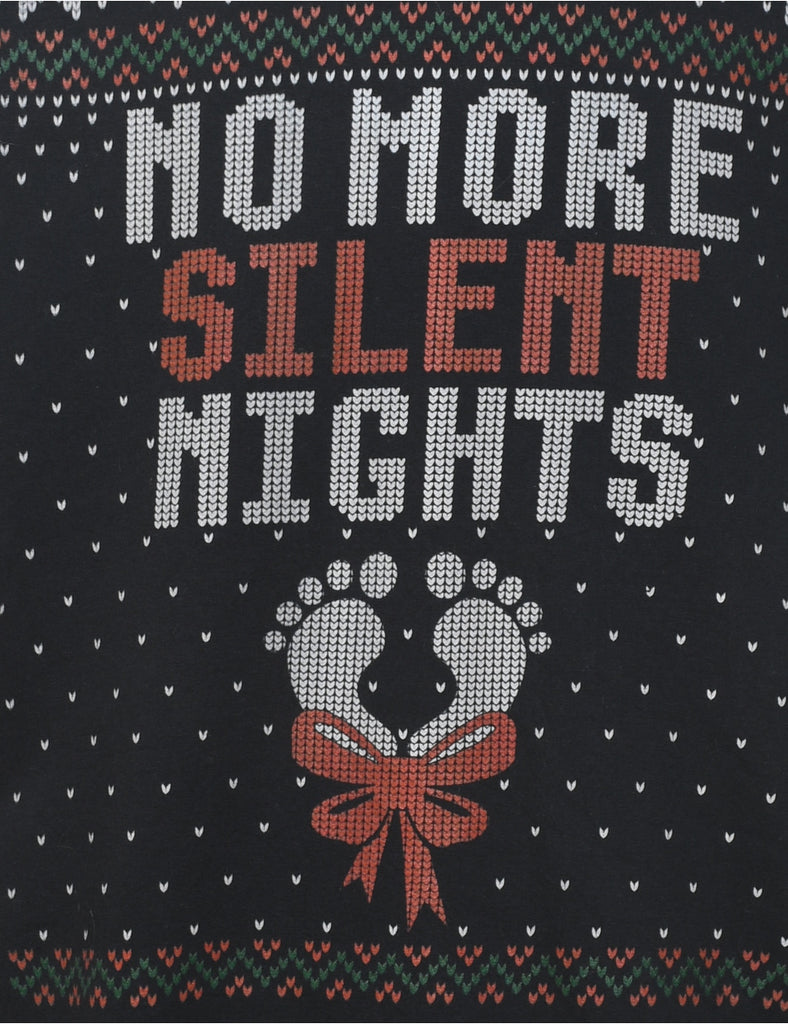 Black Silent Night Christmas Sweatshirt - XL