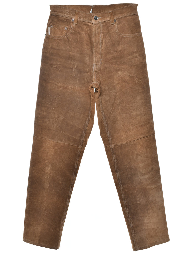 Brown Suede Tapered Trousers - W28 L31