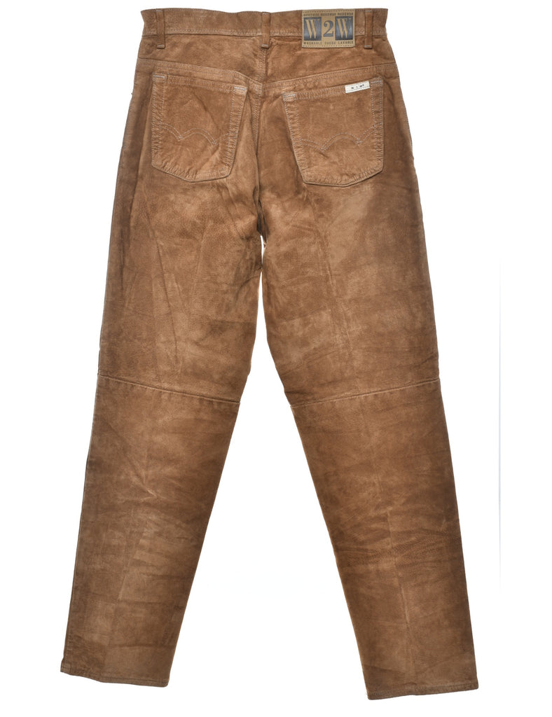 Brown Suede Tapered Trousers - W28 L31