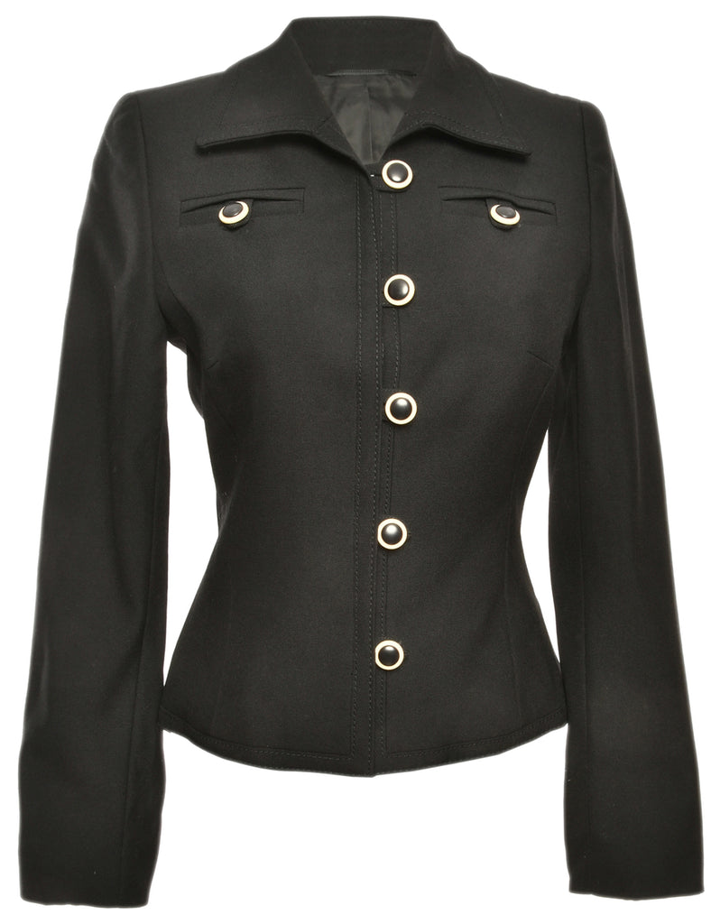 Button Front Black Jacket - M