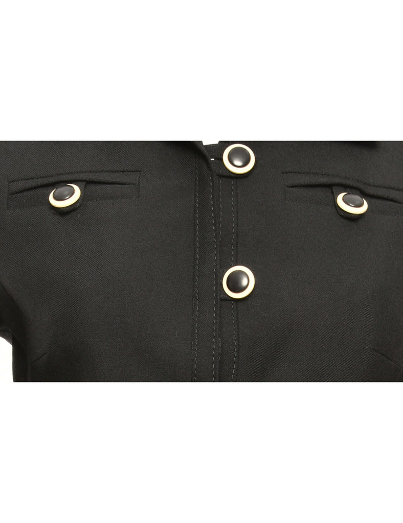 Button Front Black Jacket - M