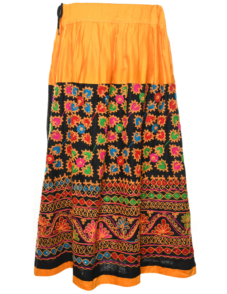 Embroidered Midi Skirt - M