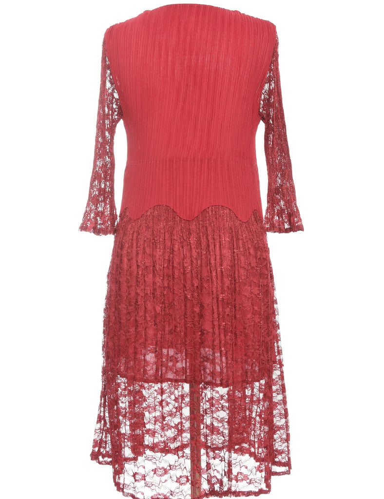 Floral Lace Maroon Dress - M