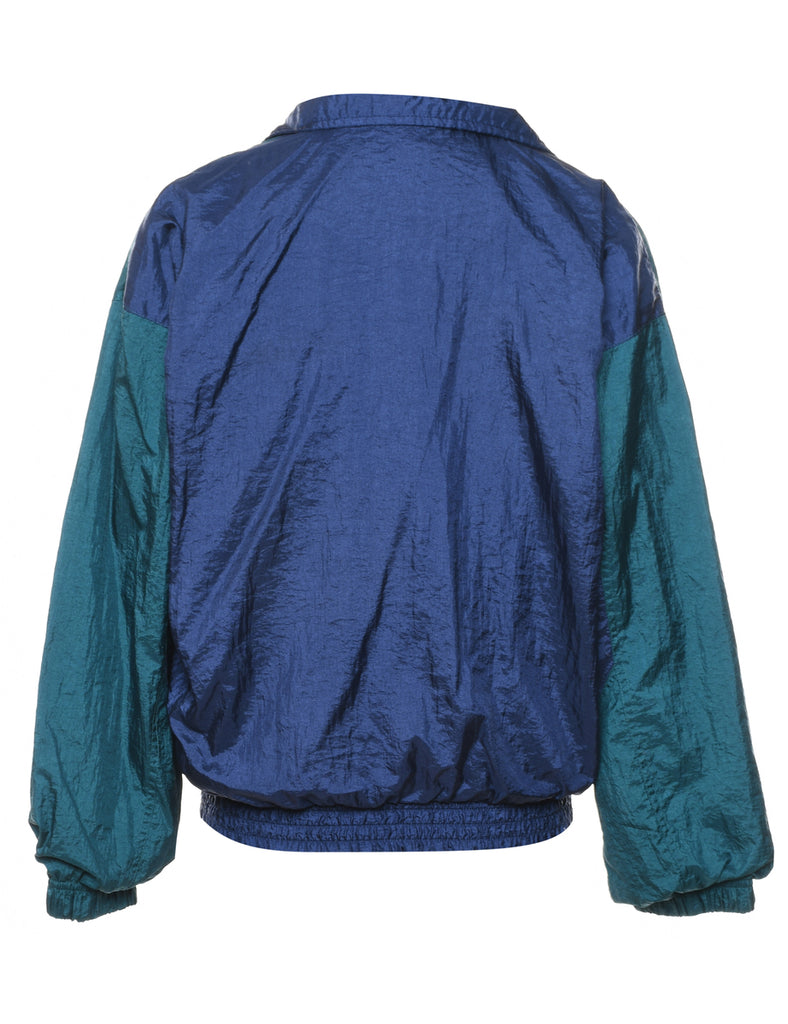 Navy & Dark Green Contrast Nylon Jacket - S