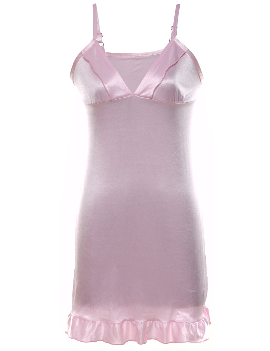 Women's Pale Pink Y2K Silky Slip Dress Pink, S | Beyond Retro - E00922241