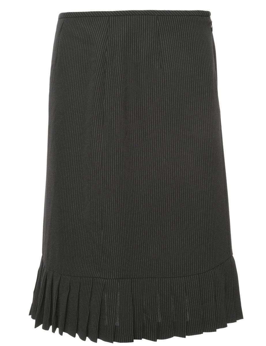 Women's Pinstriped Midi Skirt Black, M | Beyond Retro